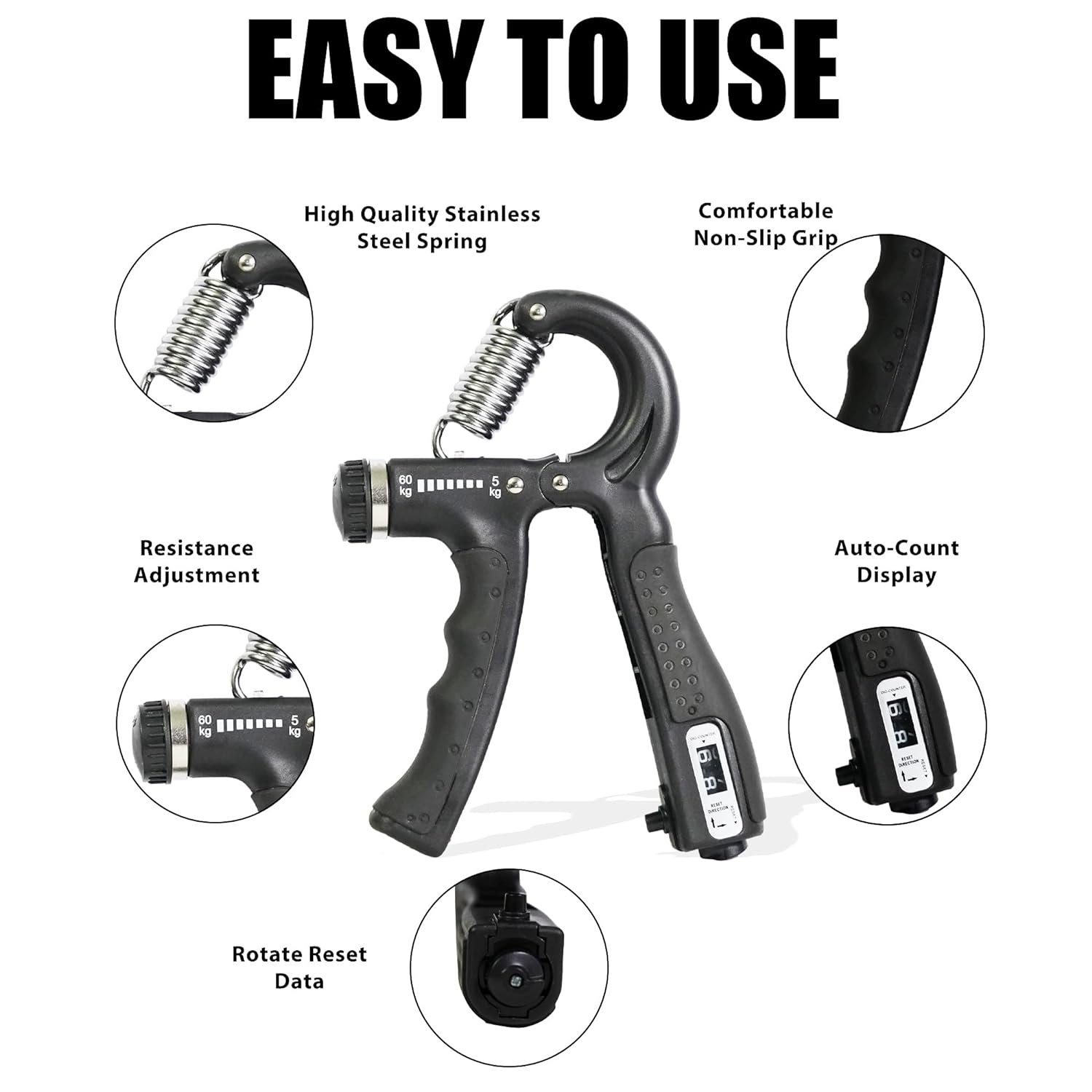 60kg adjustable gripper with counter