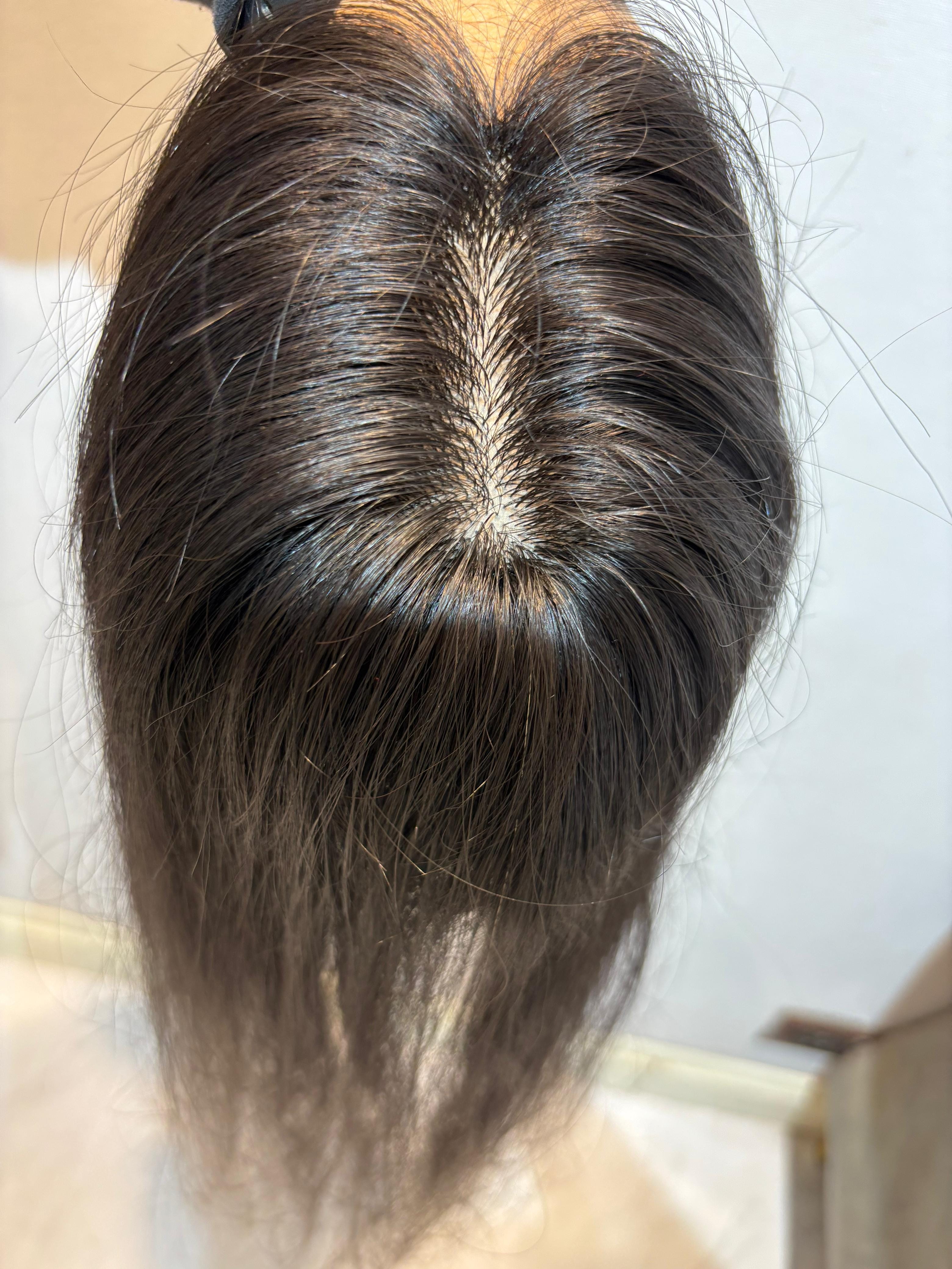 Hair Topper for Backcombed Hair | Silk Base | Natural Black | Straight | Remy Hair India