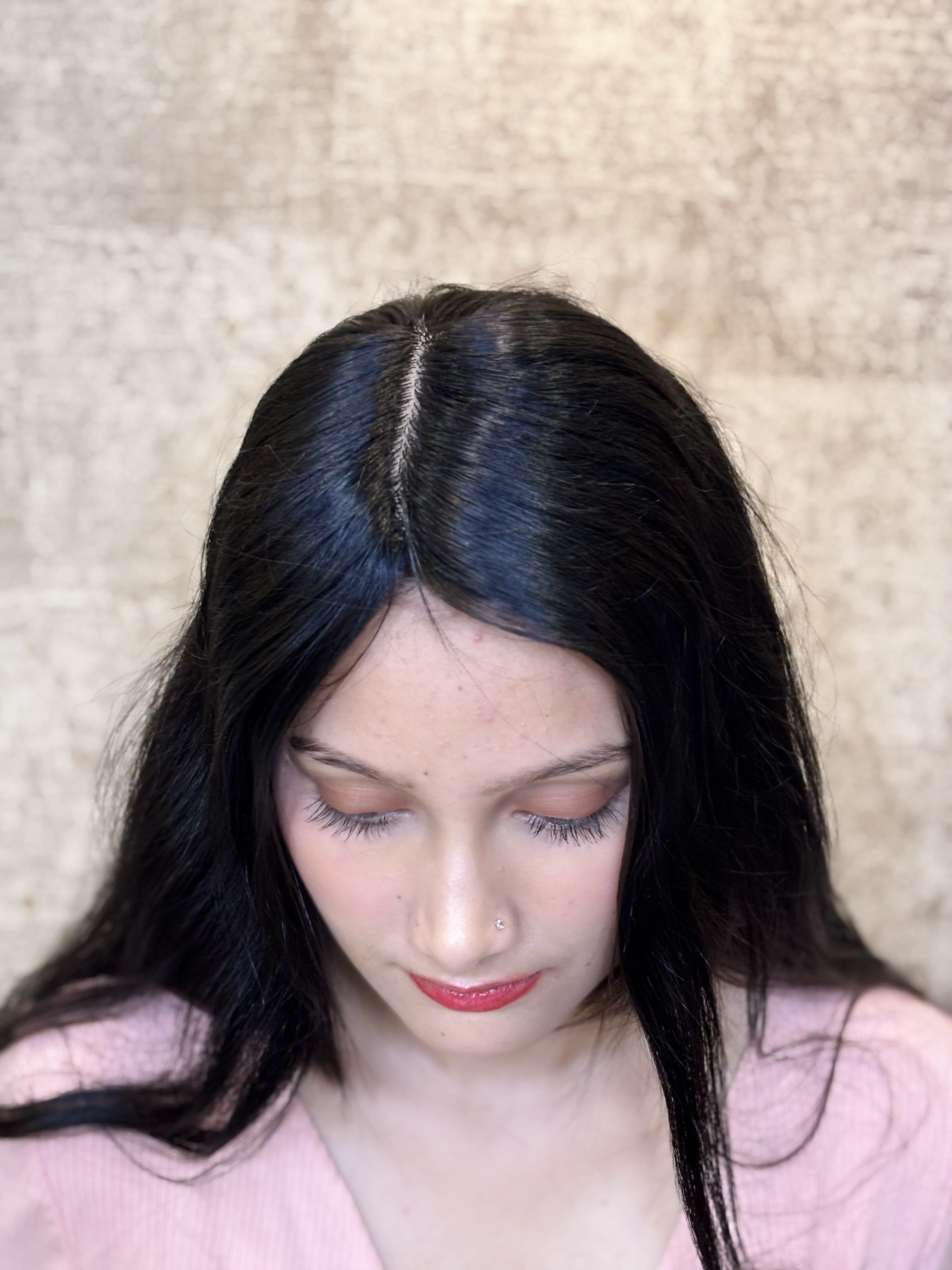 Hair Topper for Backcombed Hair | Silk Base | Natural Black | Straight | Remy Hair India